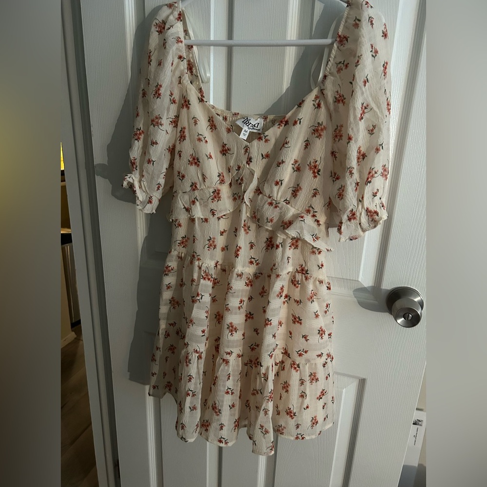 Trixxi Cream and Red Floral Dress